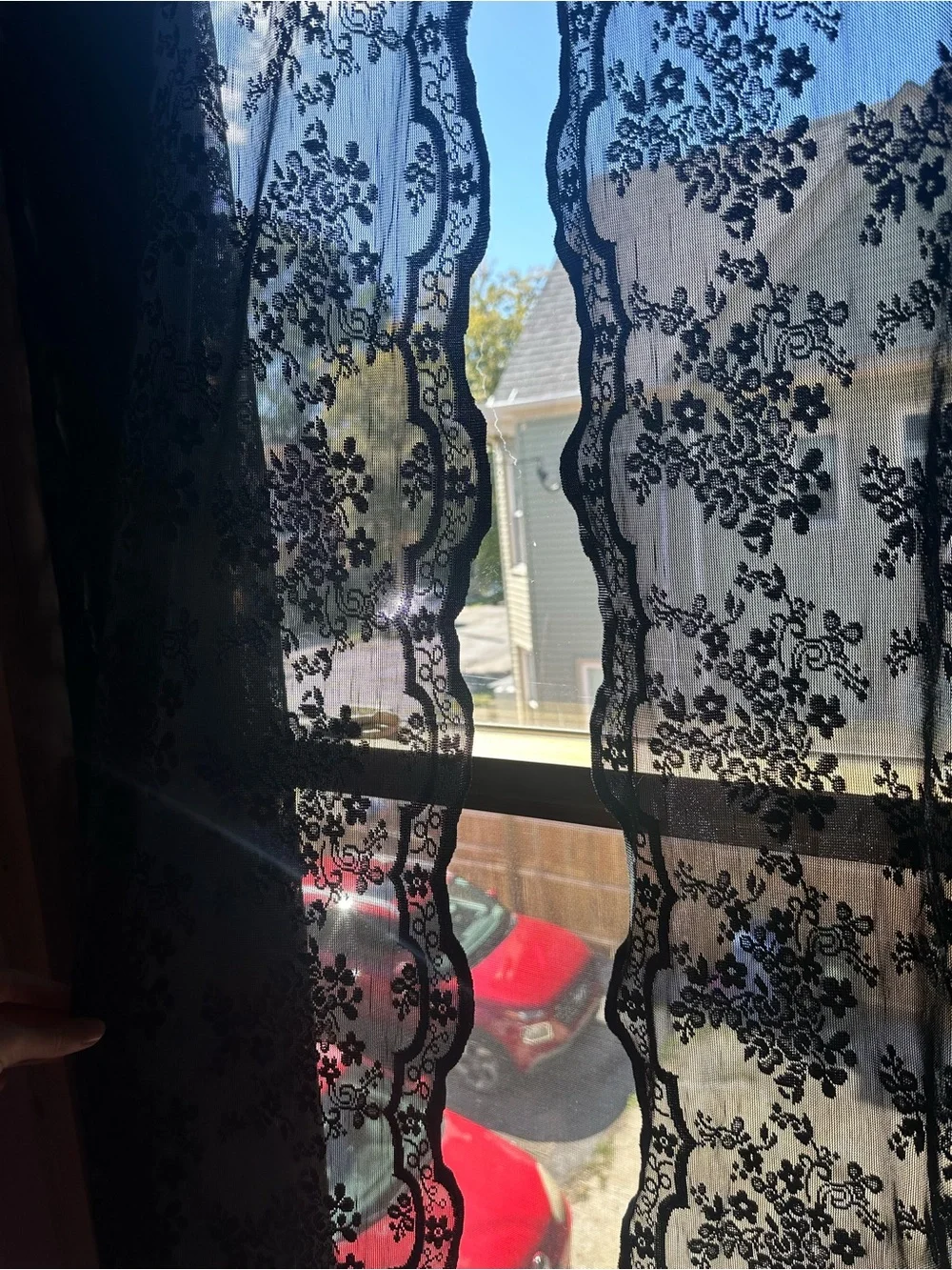 Black Lace Sheer Curtain Panel - Elegant Home Accents